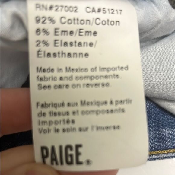 PAIGE Blue Jean Shorts Distressed Frayed Hem - Picture 12 of 14